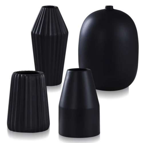 StyleCraft Home Collection Satin Finish Black Ceramic Vase