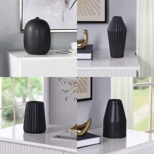 StyleCraft Home Collection Satin Finish Black Ceramic Vase