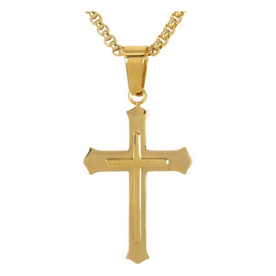 Men's New York Jewelry Solid Inset Cross Necklace
