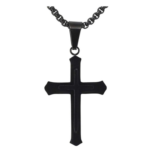 Men's New York Jewelry Solid Inset Cross Necklace
