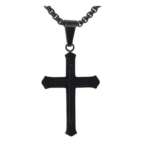 Men's New York Jewelry Solid Inset Cross Necklace