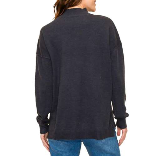 Women's Staccato Slit Mock Neck Pullover Sweater