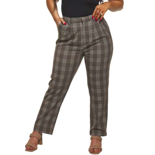 Women's Hem & Thread Plaid Trouser Pants