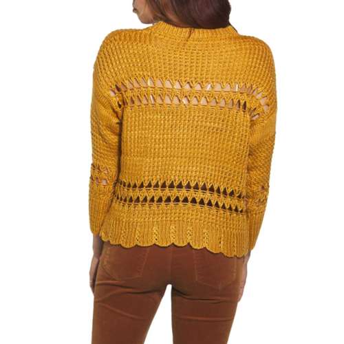 Women's Listicle Crochet Mock Neck Pullover Sweater