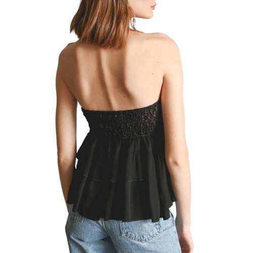 Women's Listicle Lacey Tiered Ruffle Tank Top