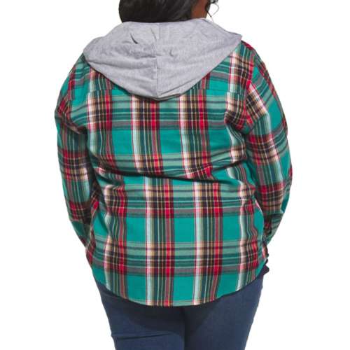 Women's P.S. KATE Plus Size Plaid Hooded Shacket