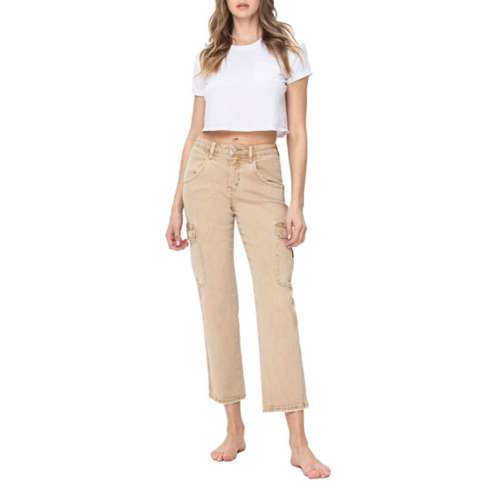 Women's Vervet Jeans Solid Cargo Relaxed Fit Straight Jeans