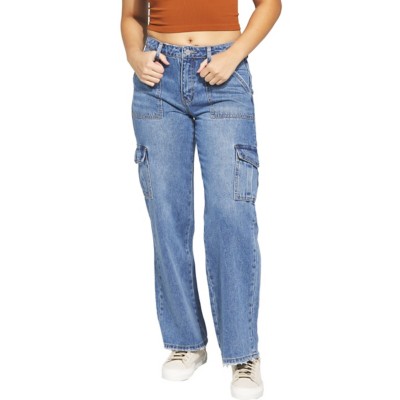 Women's Vervet Jeans Pocket Cargo Relaxed Fit Straight Jeans