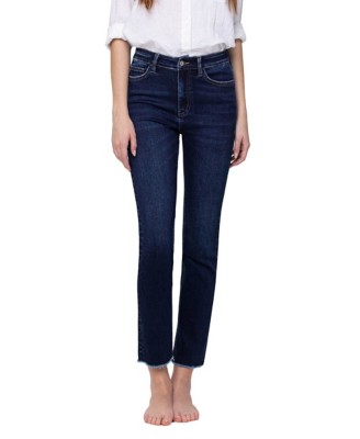 Women's Vervet Jeans Raw Hem Slim Fit Straight Jeans