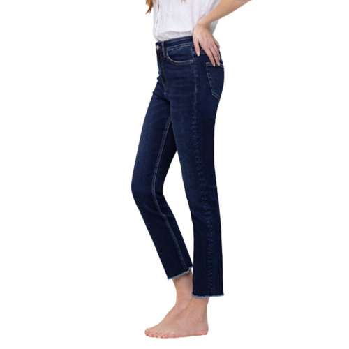 Women's Vervet Jeans Raw Hem Slim Fit Straight Jeans