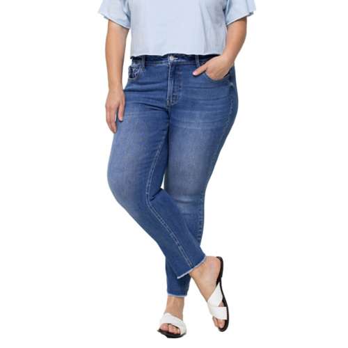 Women's Vervet Jeans Plus Size Raw Hem Slim Fit Skinny Jeans