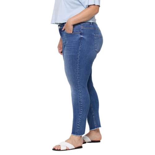 Women's Vervet Jeans Plus Size Raw Hem Slim Fit Skinny Jeans