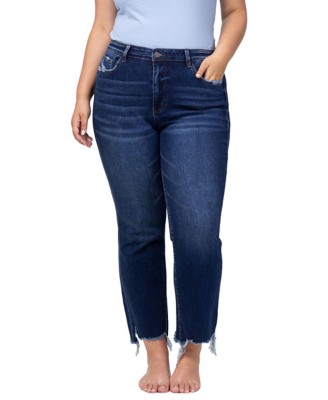 Women's Vervet Jeans Plus Size Fray Hem Slim Fit Straight Jeans
