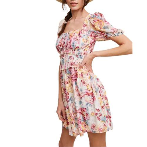 Women's Listicle So Lovely Floral Square Neck Dress