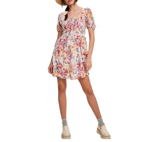 Women's Listicle So Lovely Floral Square Neck Dress