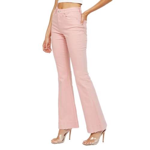 Women's Mica Denim Raw Hem Solid Slim Fit Flare Jeans