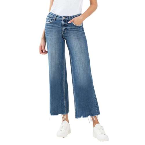 Women's Vervet Jeans Raw Hem Loose Fit Wide Leg Jeans