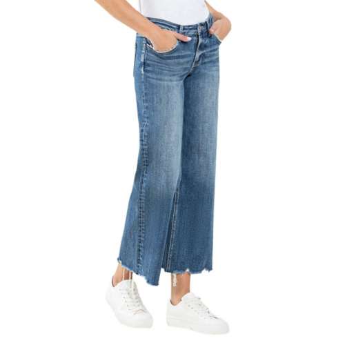 Women's Vervet Courte Jeans Raw Hem Loose Fit Wide Leg Courte Jeans