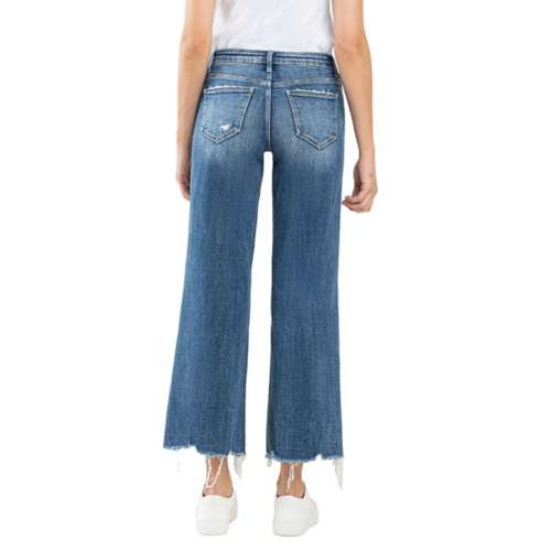 Women's Vervet Courte Jeans Raw Hem Loose Fit Wide Leg Courte Jeans