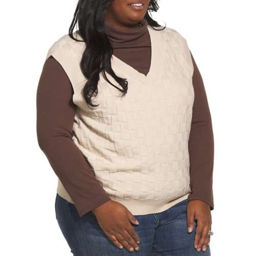 Women's Gilli Plus Size Check Sleeveless V-Neck Sweater Vest
