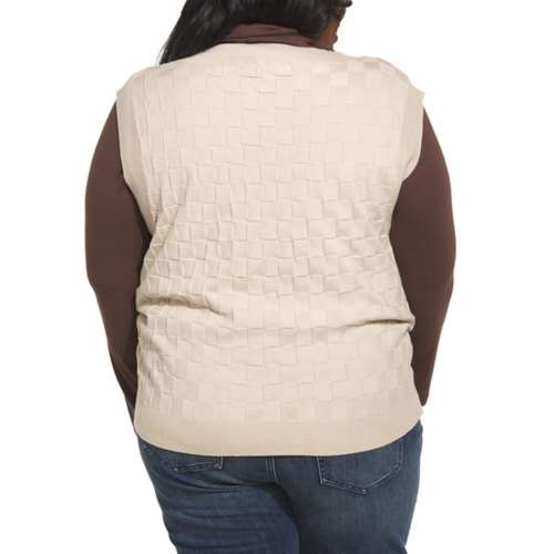 Women's Gilli Plus Size Check Sleeveless V-Neck Sweater Vest