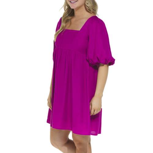 Women's Staccato Solid Square Neck Babydoll Dress