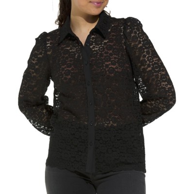 Women's Staccato Lace Long Sleeve Button Up Shirt