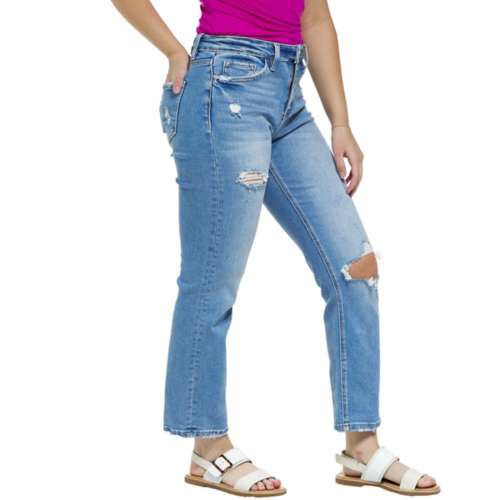 Women's Flying Monkey Distressed Slim Fit Straight Jeans