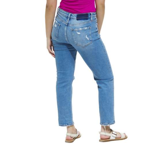 Women's Flying Monkey Distressed Slim Fit Straight Jeans