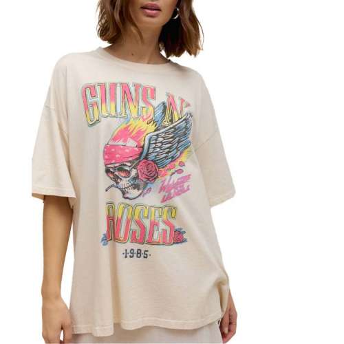 Women's Day Dreamer Guns N' Roses Flaming Skull T-Shirt
