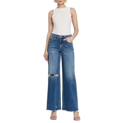 Women's Flying Monkey Destructed Wide Leg Jeans