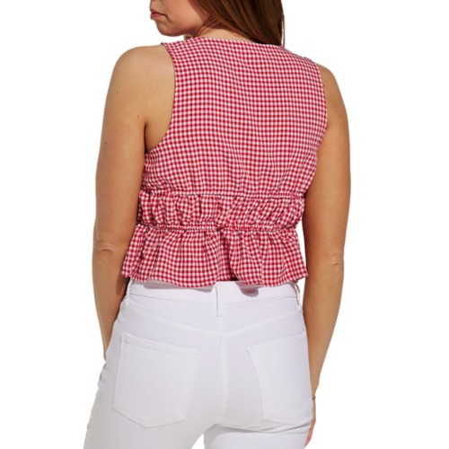 Women's Double Zero Bow Detail Gingham Tank Top