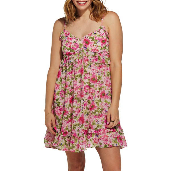 Women's DRESS FORUM Ruffle Hem Dress Medium Cream Rose