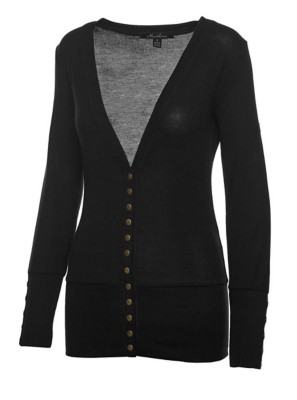 womens black button cardigan
