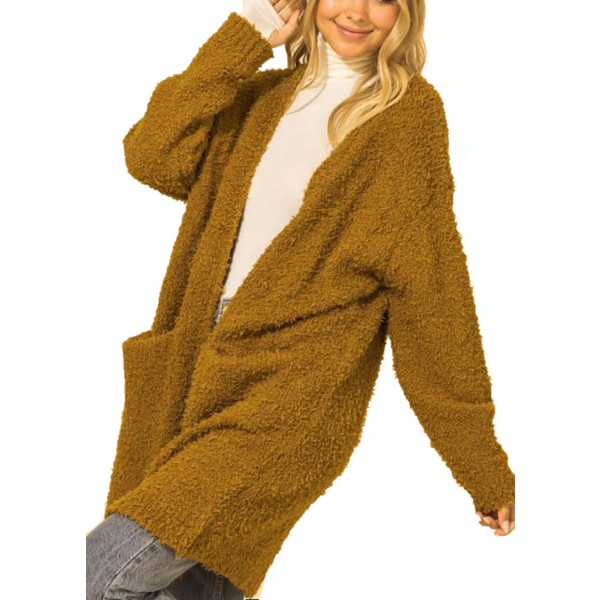 Women's Double Zero Fuzzy Pocket  Long Cardigan product image