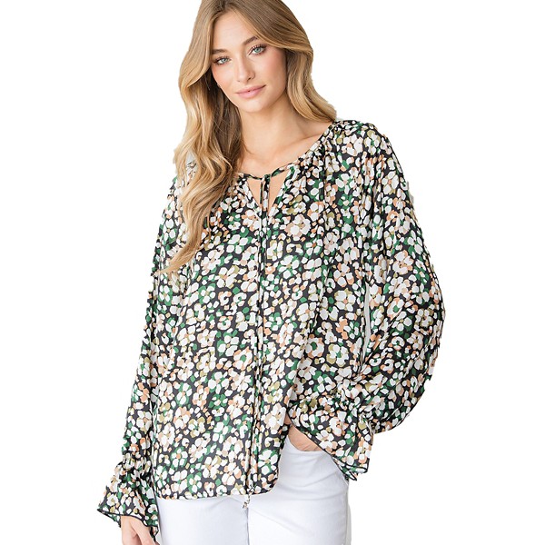 Women's First Love Plus Floral Tie Neck Blouse product image