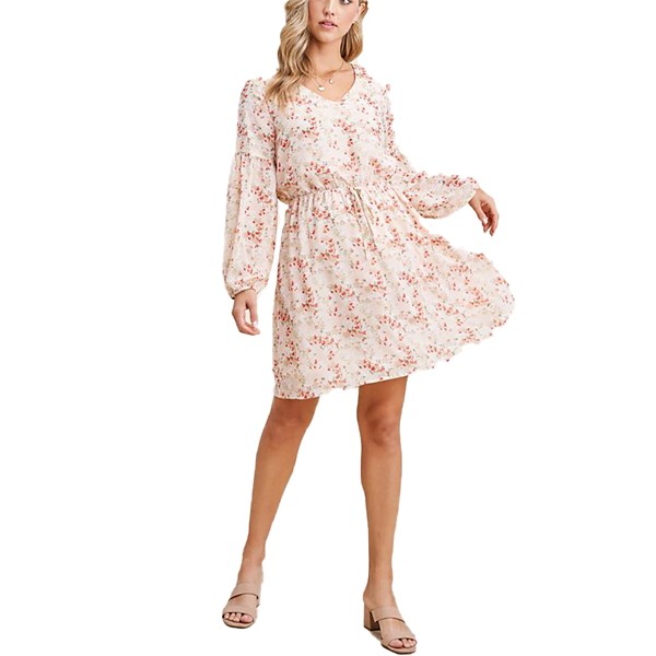 Women's Staccato Floral Long Sleeve Tie Waist Dress product image