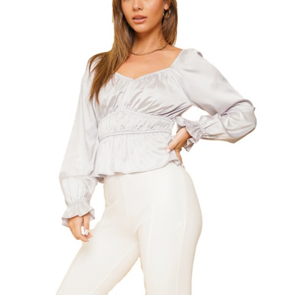 Women's Hem & Thread Ruches Satin Shirt product image