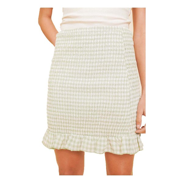 Women's Hem & Thread Check Ruffle Smoking Skirt product image