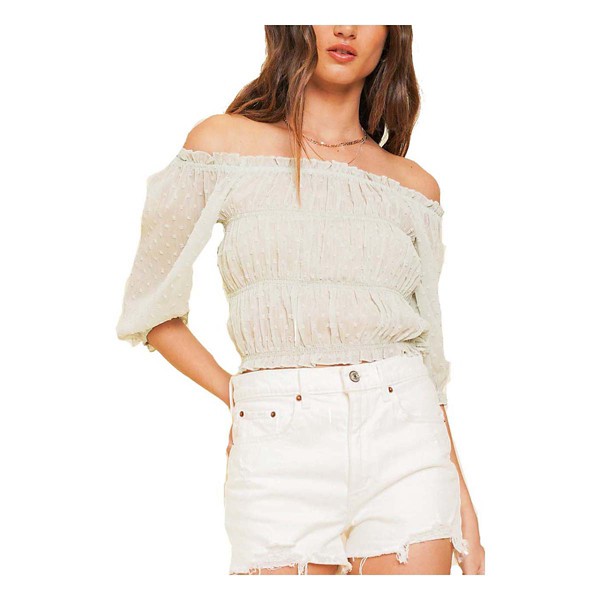 Women's Hem & Thread Smocked Dot Crop Top product image