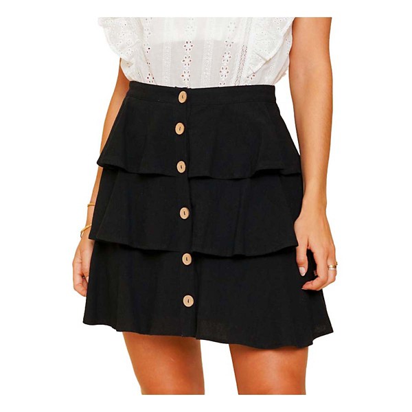 Women's Hem & Thread Button Down Tiered Skirt product image