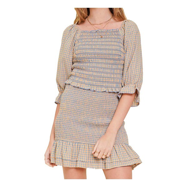 Women's Hem & Thread Gingham Smocking Blouse product image