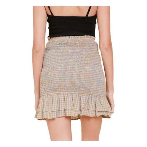 Women's Hem & Thread Gingham Smocking Skirt