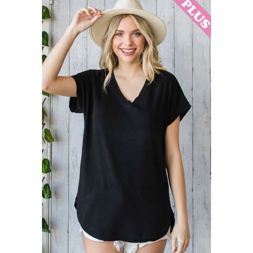 Women's First Love Plus Solid V Neck Top