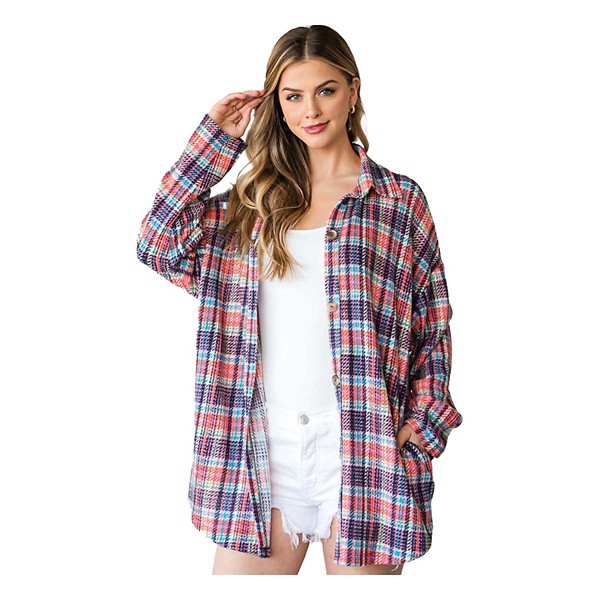 Women's First Love Plus Multi Color Plaid Shacket product image