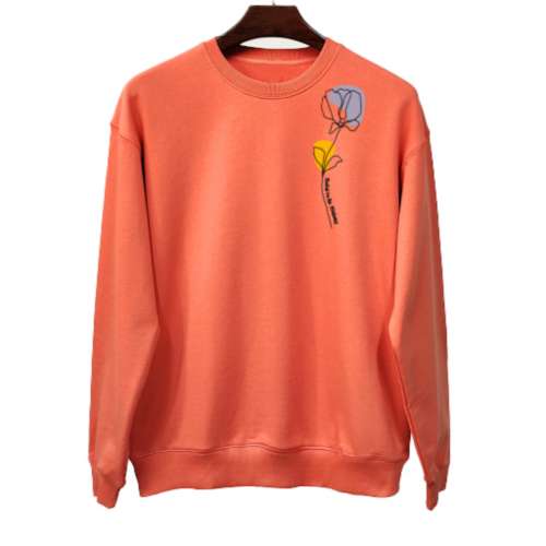 Women's Cows X Cacti Rooted in the Midwest Embroidered Coral Crewneck Sweatshirt