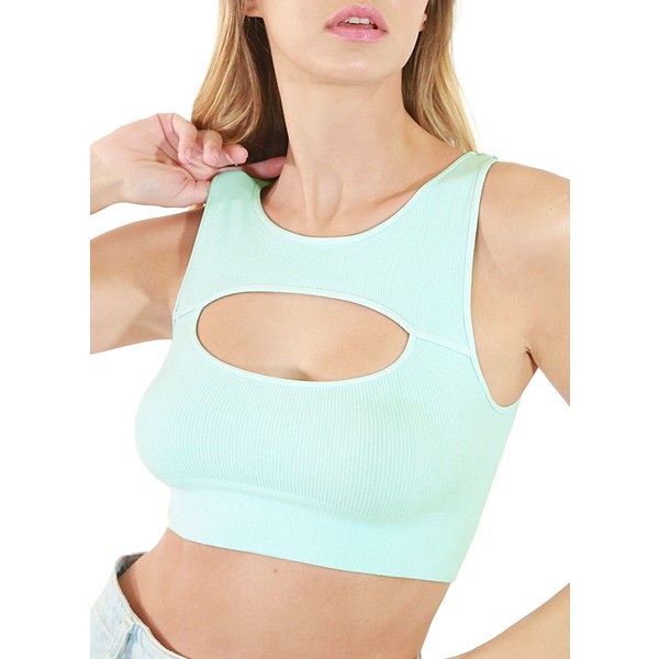 Women's NikiBiki Rib Cut Out Crop Tank Top product image