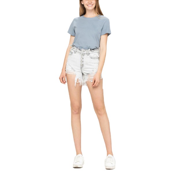 Women's Vervet Jeans Moonwalk Super High Rise Distressed Raw Waistband Jean Shorts product image