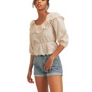 Women's Lush Eyelet Long Sleeve Scoop Neck Blouse
