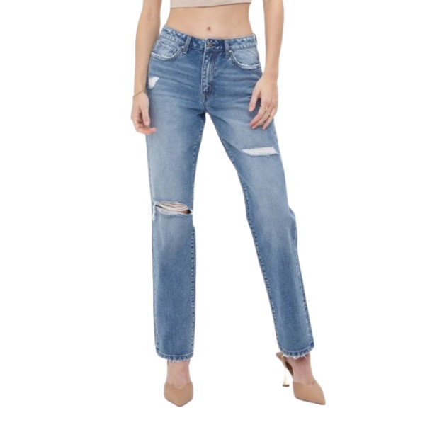 Women's Mica Denim 90's Distressed Relaxed Fit Straight Jeans product image